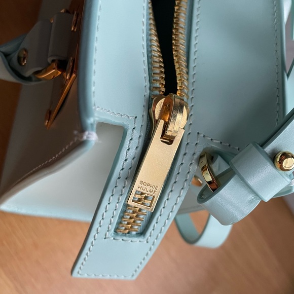 New Never Used Sophie Hulme mini Albion Box Tote - Mint green/Duck Egg - Picture 3 of 6